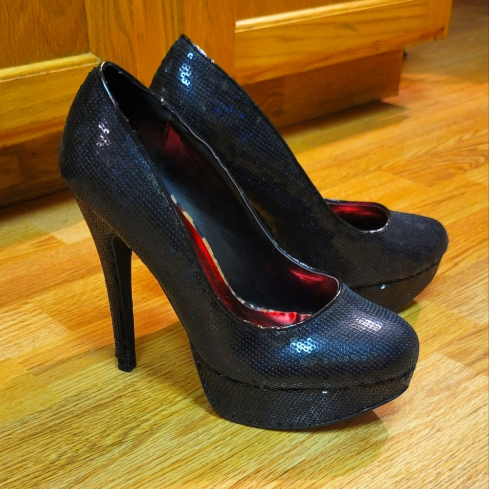 Frederick's of Hollywood Sequin Stiletto Platform Heels